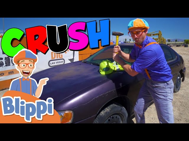 Blippi Crushes A Car With An Excavator! | Learn Verbs For Kids | Educational Videos For Toddlers