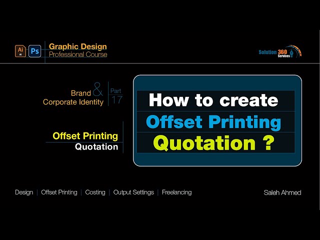 How to create an offset printing Quotation | Offset Printing Quotation | BCI_Part: 17