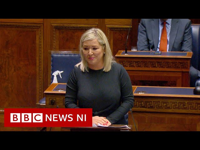 Sinn Féin's Michelle O'Neill bids First Minister Arlene Foster farewell - BBC News NI