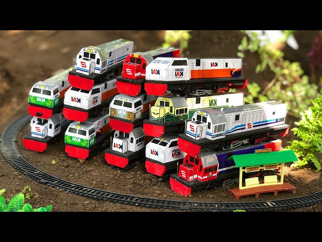 Drama Merakit Banyak Kereta Api Kayu CC201,CC203,CC206 Berbagai Livery Roling Di Diorama Alam