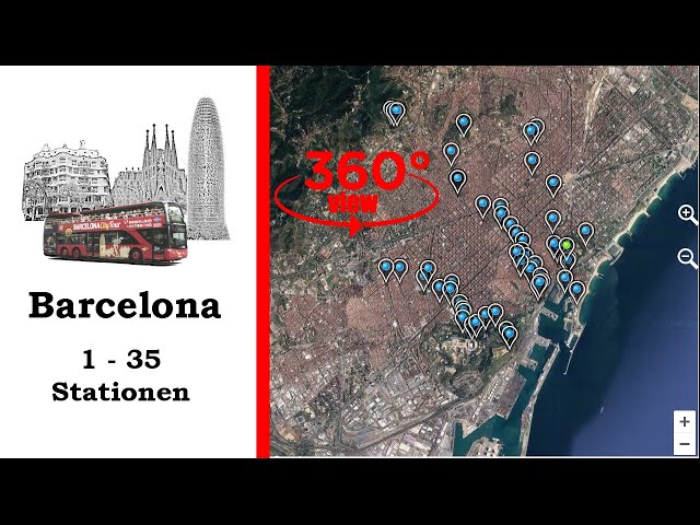 Barcelona [Catalonia], 360° Video Virtual Tour, City Tour, Sightseeing, Part 1