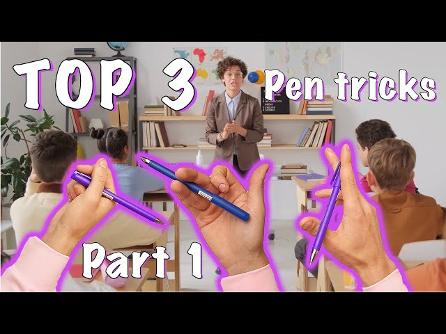 TOP 3 PEN TRICKS FOR SCHOOL IN 24 HOURS!!! PART 1.  PENSPINNING TUTORIAL!