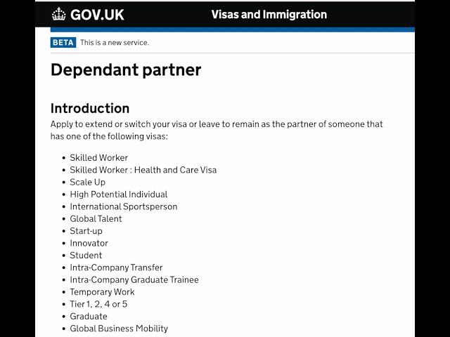 Apply to Extend/Switch Visa as the partner (Dependent Visa Extension - PBS/Skilled Worker) - Latest