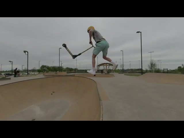 Scooters ripping it up at a local skate park filmed in vr 180