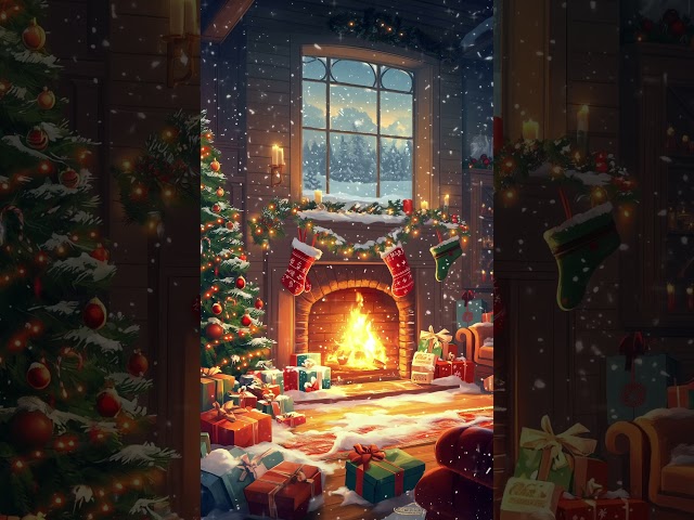 Christmas Music Ambience – Cozy Holiday Vibes by the Crackling Fireplace