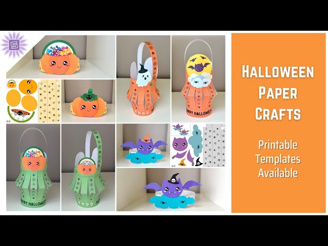 Halloween Crafts For Kids | Paper Crown Templates | Bats Ghost Pumpkin Crafts | DIY Lantern Template