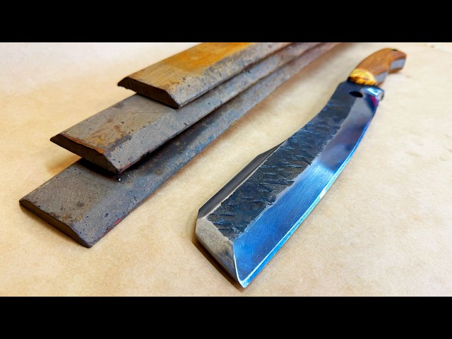 Knife Making - RAZOR SHARP Chopper Knife from a Leaf Spring