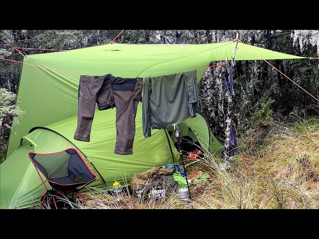 TENT camping in HEAVY RAIN