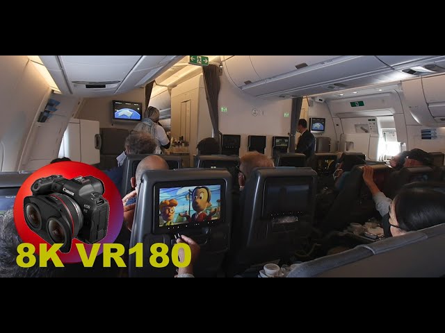 8K VR180 SINGAPORE AIRLINES ECONOMY have a look what the cabin looks like 3D (Travel videos/Music)