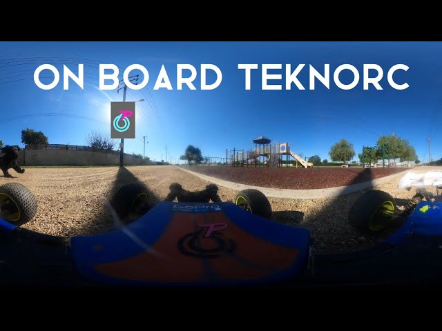 DOG CHASING RC CAR! 360° VR TEKNO ET48 2.0 Testing Onboard GOPROMAX at the Park with my son.