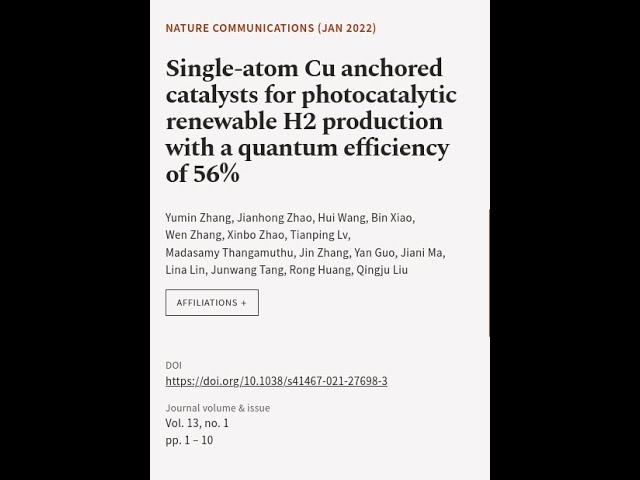 Single-atom Cu anchored catalysts for photocatalytic renewable H2 production with a q... | RTCL.TV