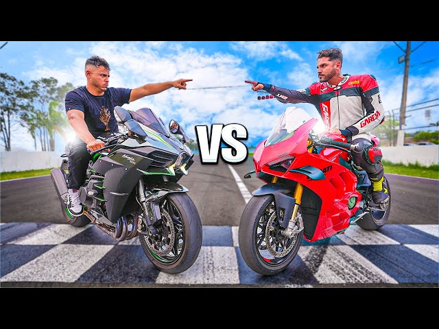 O GRANDE RACHA CONTRA O BRUNO ! MINHA KAWASAKI H2 VS PANIGALE