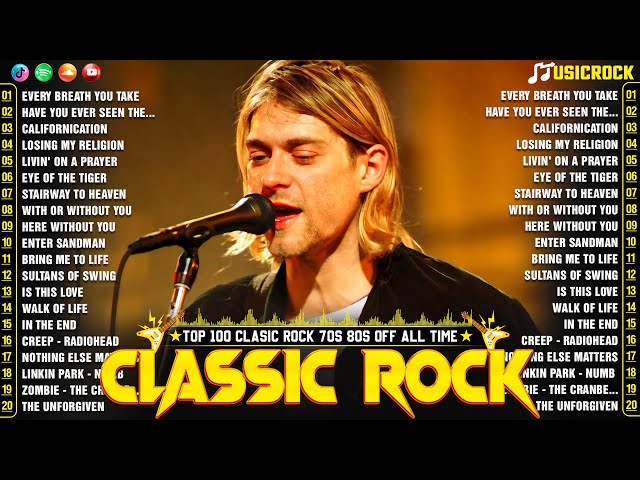 Classic Rock Songs 70s 80s 90s Full Album🔥Bon Jovi, Aerosmith, Queen, Nirvana, ACDC, Led Zeppelin