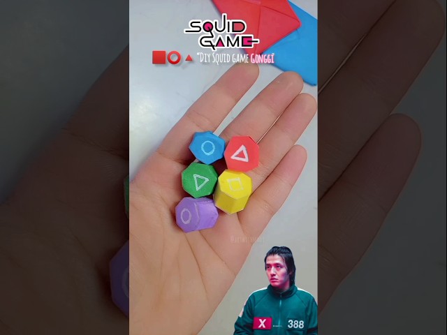 🦑Diy Squid Game Gonggi 🔺⭕🟥 Subscribe for more!! #squidgame #diy #papercraft #gonggi