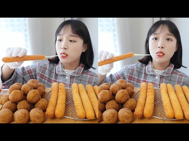 Long cheese stick and cheese ball eating show_My dreams came true💛 :D