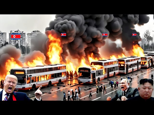 TODAY JANUARY 26! 700 North Korean buses passing through Moscow destroyed by US stealth jets