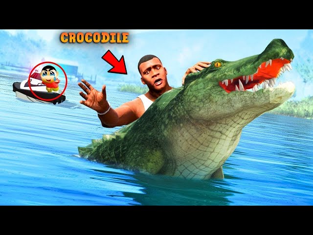 Franklin Shinchan Try To Escape From GIANT CROCODILE In GTA 5 | Paradox FTW