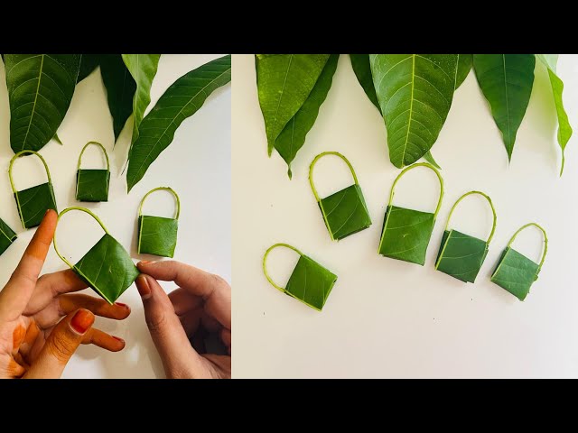 Easy Mango 🥭 🍃 Leaf Bag|| DIY leaf Art||How to make Bag with Mango leaf||Leaf craft