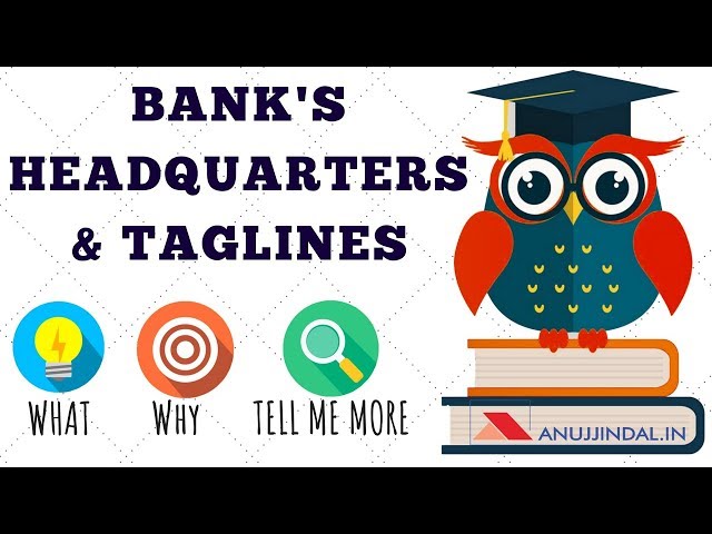 Bank's Headquarters & Taglines | Part 1 | RBI GRADE B 2019 | RBI ASSISTANT | NABARD |  BANKING EXAMS