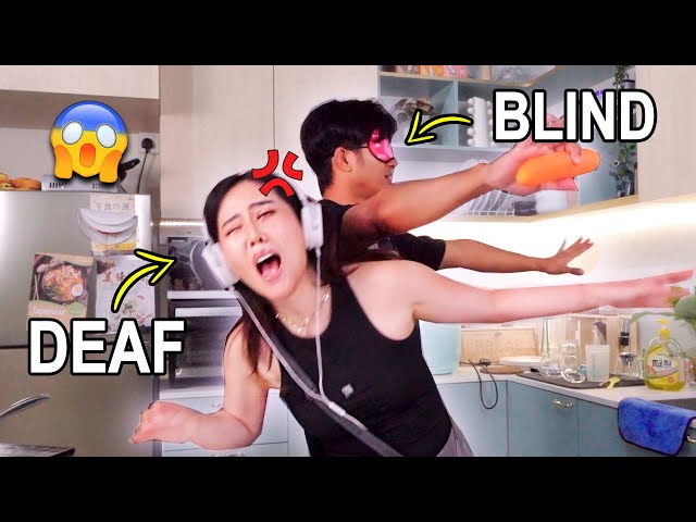 BLIND, MUTE, DEAF COOKING CHALLENGE !? 😓【Challenge Vlog】