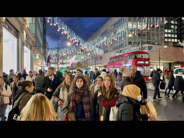 London Oxford Street Christmas | London walking Tour December 2021  [4K HDR]