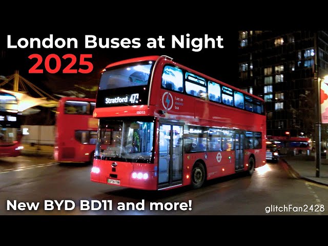 Night London Bus Spotting Action, England 2025