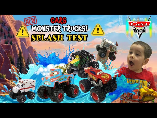 NEW Pixar Cars Monster Trucks Take the Ultimate SPLASH Test! 🚗🌊 Crazy Father-Son Water Fun!