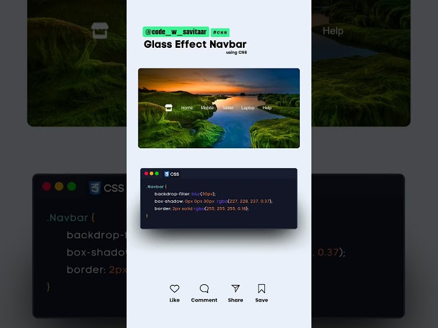 Glass Effect Navbar |CODEwSavitaar #coding #javascript #python #programming #shorts #trending #short