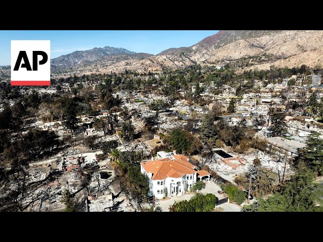 Drone video shows devastation in Altadena from Eaton fire