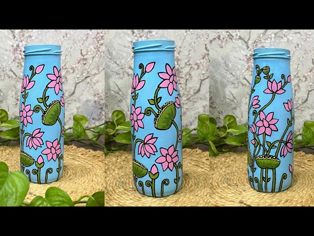 DIY Glass Bottle Painting | Acrylic Painting #viralvideo #acrylicpainting #diycrafts #diy #glassart