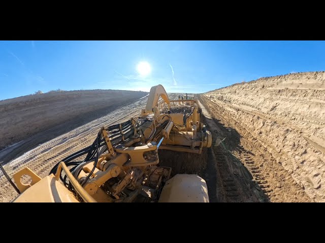 CAT D9G And 637C Finishing Up The Pit In 360 VR And Some Drone Video