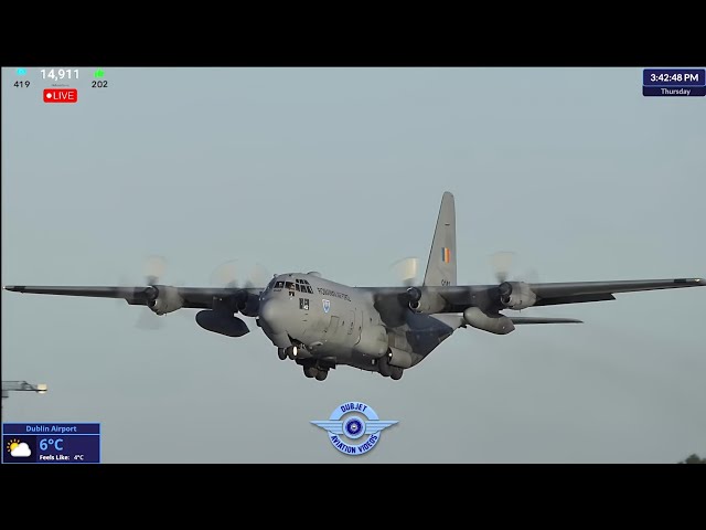 C130 Hercules Departure - Dublin Airport LIVE Plane Spotting Ireland ✈️ 30/01/2025