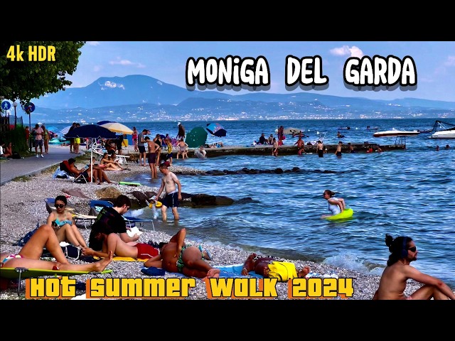 MONIGA DEL GARDA 2024: THE MOST BEAUTIFUL WALK IN ITALY BEACH - LAKE GARDA TOP BEACH - HOT SUMMER.4K