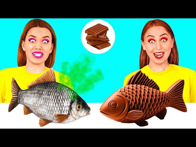 Real Food vs Chocolate Food Challenge | Funny Kitchen Hacks by BooBoom Challenge