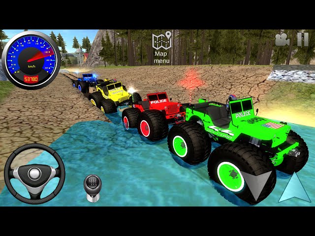 Juegos De Carros - Police Jeep Monster Trucks Impossible Driver #2 - Car Extreme Racing GamePlay FHD