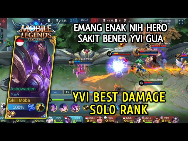 Yvi Best Damage Replay Gameplay Solo Rank - Skill Moba | Mobile Legends