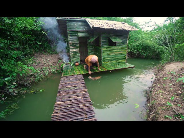 Build The Most Beautiful Bamboo House On River In Deep Jungle​ By Woman Skill