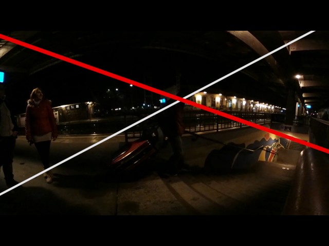 360° video of a station at night - VR 360 STOCK VIDEO