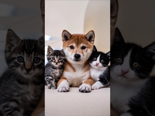 Cute dog with cats #cat #dog #shorts #shortvideo #short