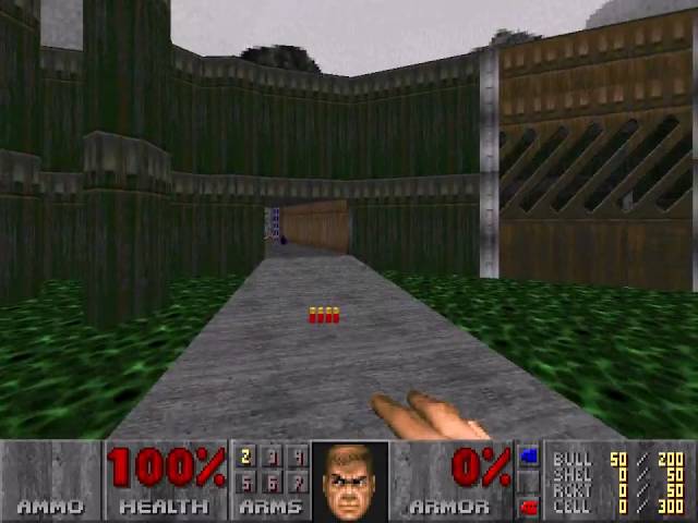 Doom level E1M6, Central Processing: Keys (example 1)