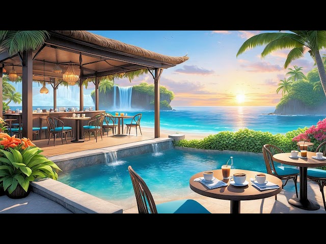 Summer Jazz Café Music – Relaxing Instrumental Smooth Bossa Nova By The Beach With Waves Sounds ☕🏝️