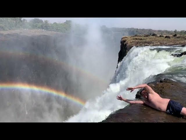 Sitting right on the edge of Devils Pool on the Zambezi River