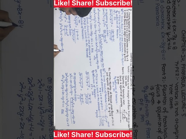 Problem 3 based on the equation of parabola when focus and directrix are given