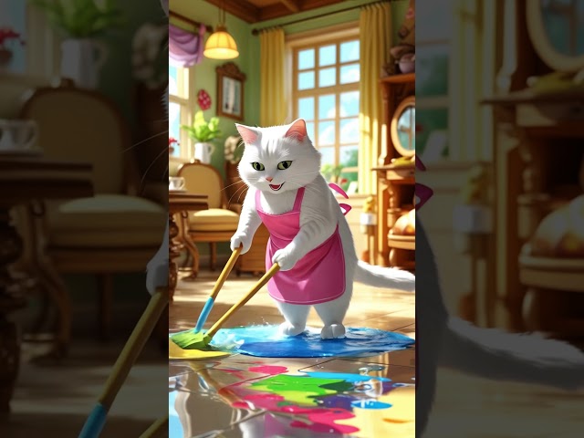 Rainbow cat and angry mother  #cat #cutecat #cartoon #ai #catvideos #aicat  #funnycatvideos