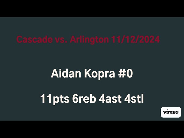 Cascade vs Arlington 1/12/2024  Aidan Kopra #0