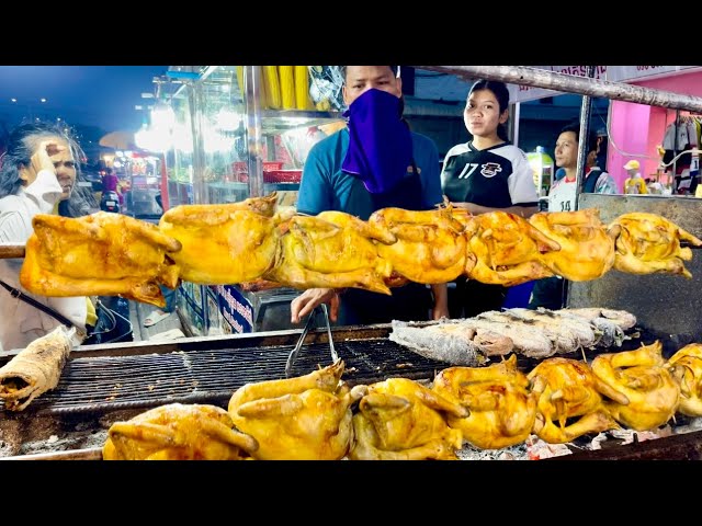 Most popular Cambodian street food - Tasty yummy grilled fish, duck, chicken & more food