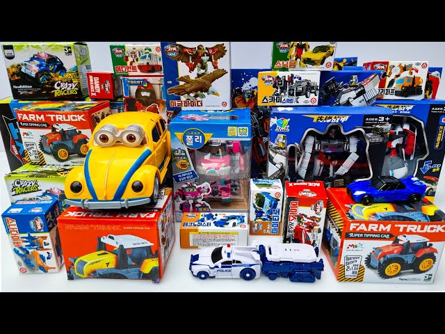 All BOX full of TRANSFORMERS ROBOT Car Toys: BUMBLEBEE, POLICE, TRACTOR, AMBULANCE, MAXIMAL Cartoon