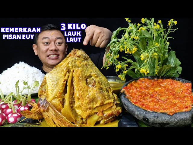 MAKAN BESAR ⁉️  3 KILO GULAI KEPALA IKAN KAKAP LALAPAN MENTAH SAMBEL TERASI