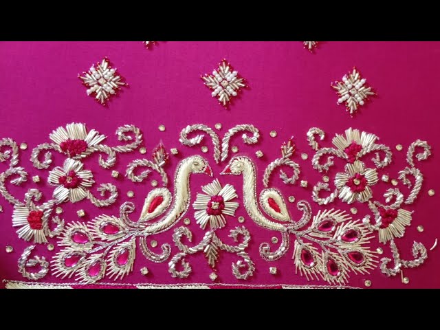 grand aari work # easy work but grand look# silver work #silk  thread & zardhosi work ##