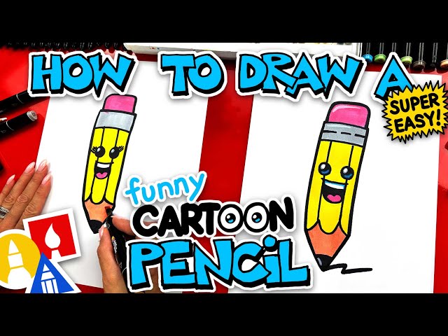 How To Draw A Funny Cartoon Pencil - Easy step-by-step art lesson for kids and adults!